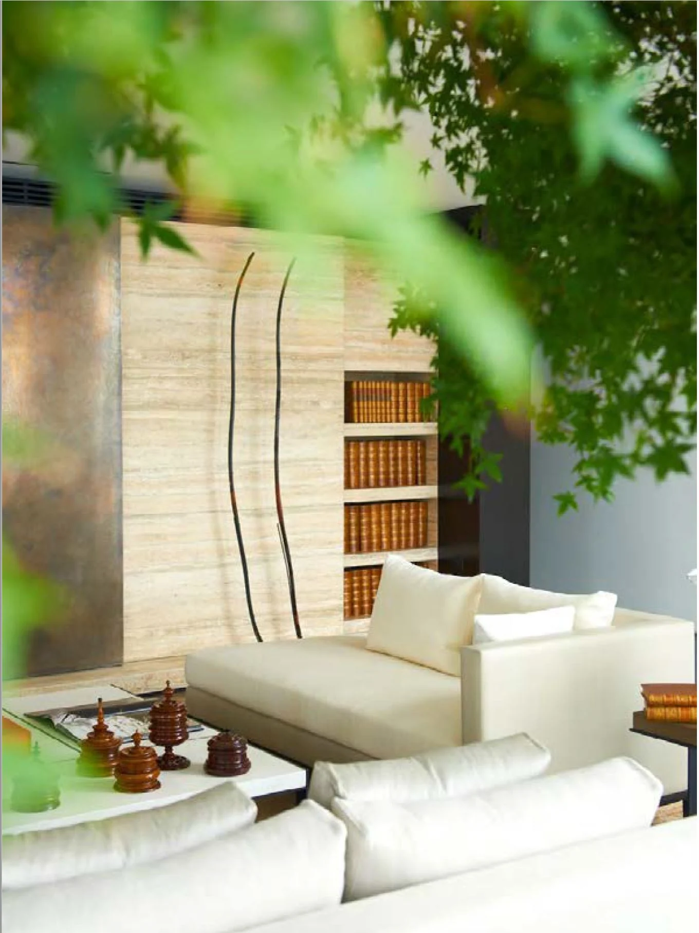 London Bridge Quarter seating and shelf detail with greenery and artwork